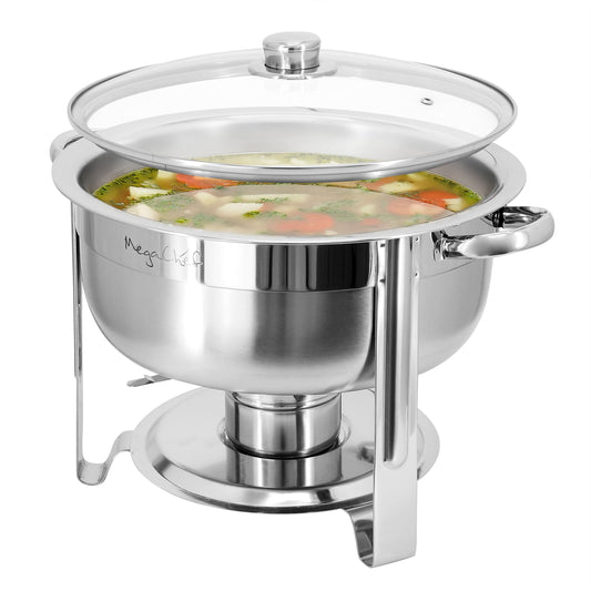 MegaChef 7.9 Quart Round Stainless Steel Professional Chafing Dish/Food Warmer/Buffet Server Serving Trays W2B