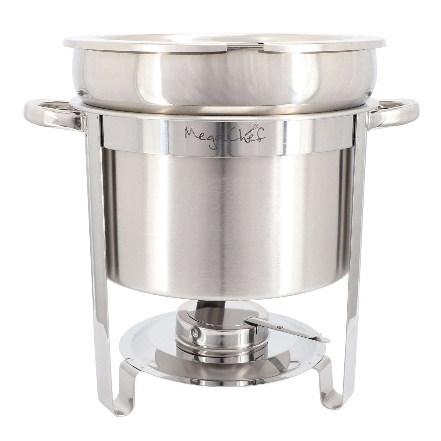 MegaChef 11.6 Quart Round Stainless Steel Professional Soup Chafing Dish in Silver W2B