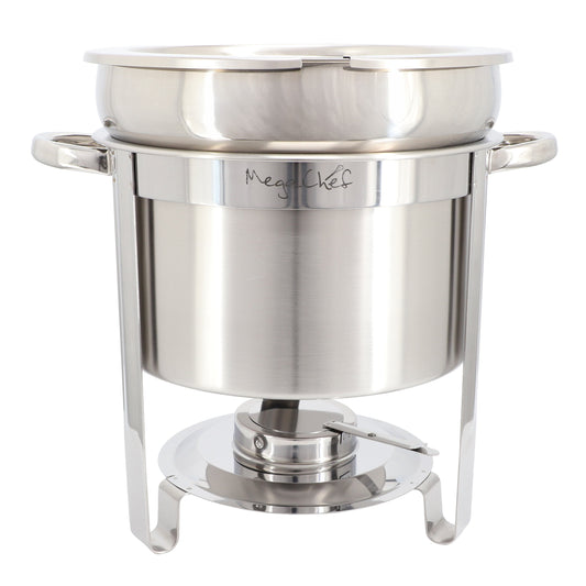 MegaChef 11.6 Quart Round Stainless Steel Professional Soup Chafing Dish in Silver W2B