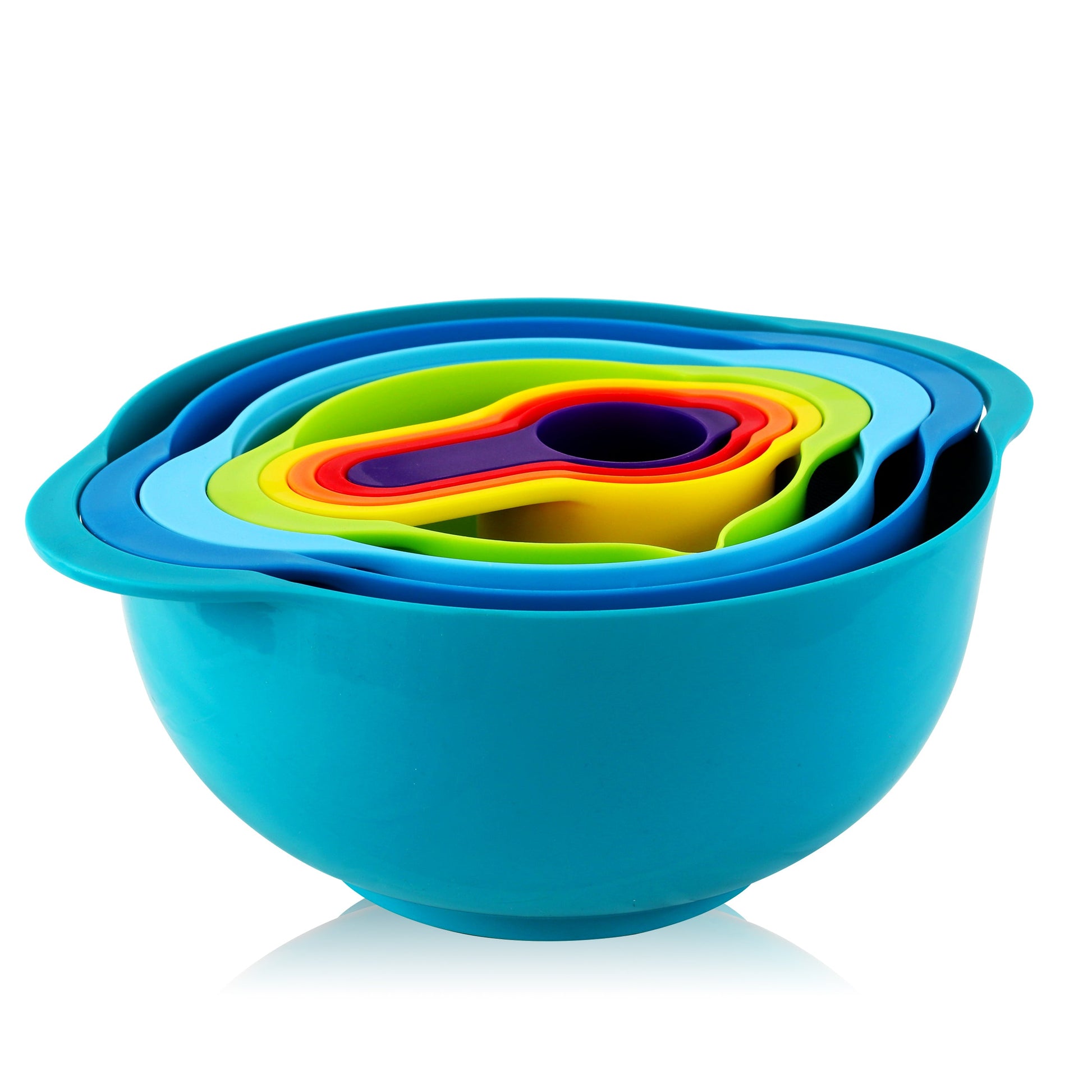 MegaChef Multipurpose Stackable Mixing Bowl and Measuring Cup Set W2B
