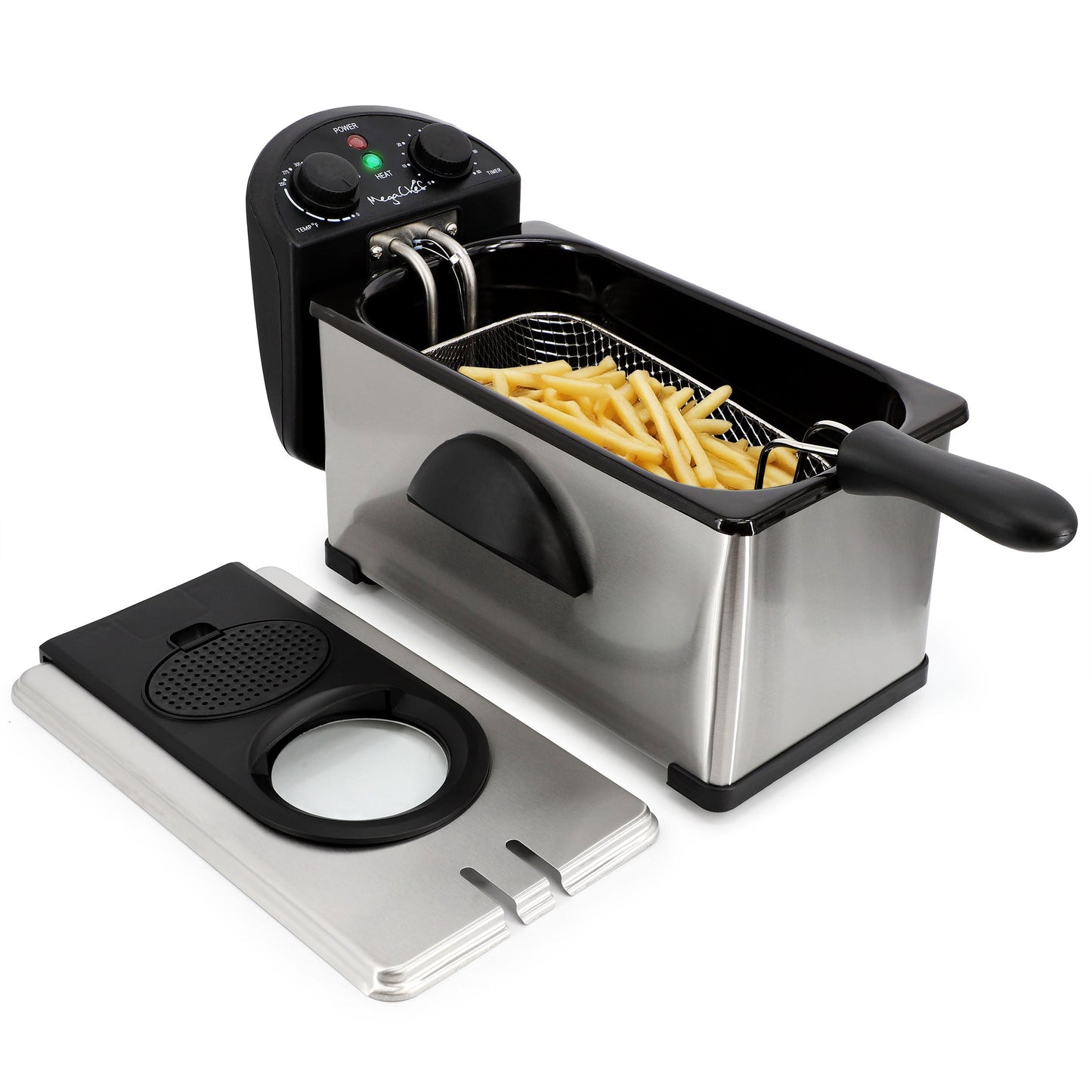 MegaChef 3.17 Quart Stainless Steel Electric Deep Fryer with Timer W2B