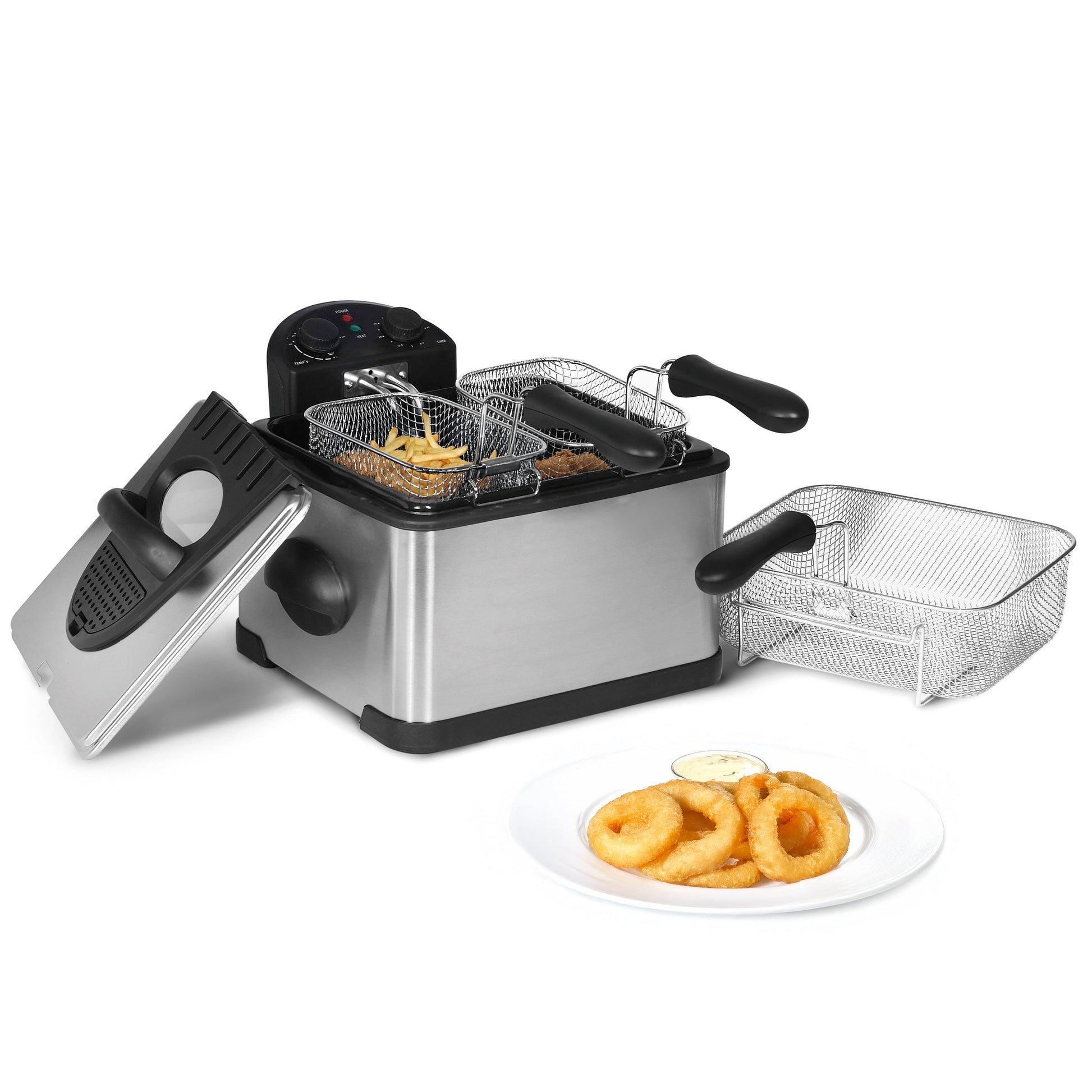 MegaChef 4.23 Quart Stainless Steel Electric Deep Fryer with Timer W2B