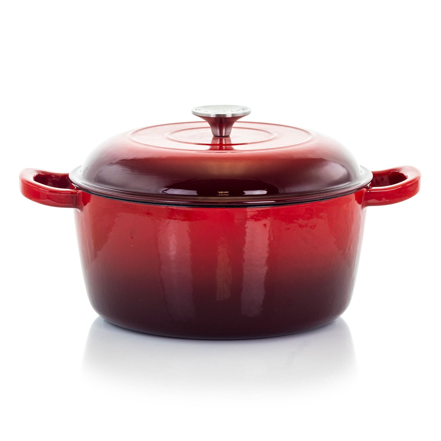 MegaChef 5 Quarts Round Enameled Cast Iron Casserole with Lid in Gradient Red W2B