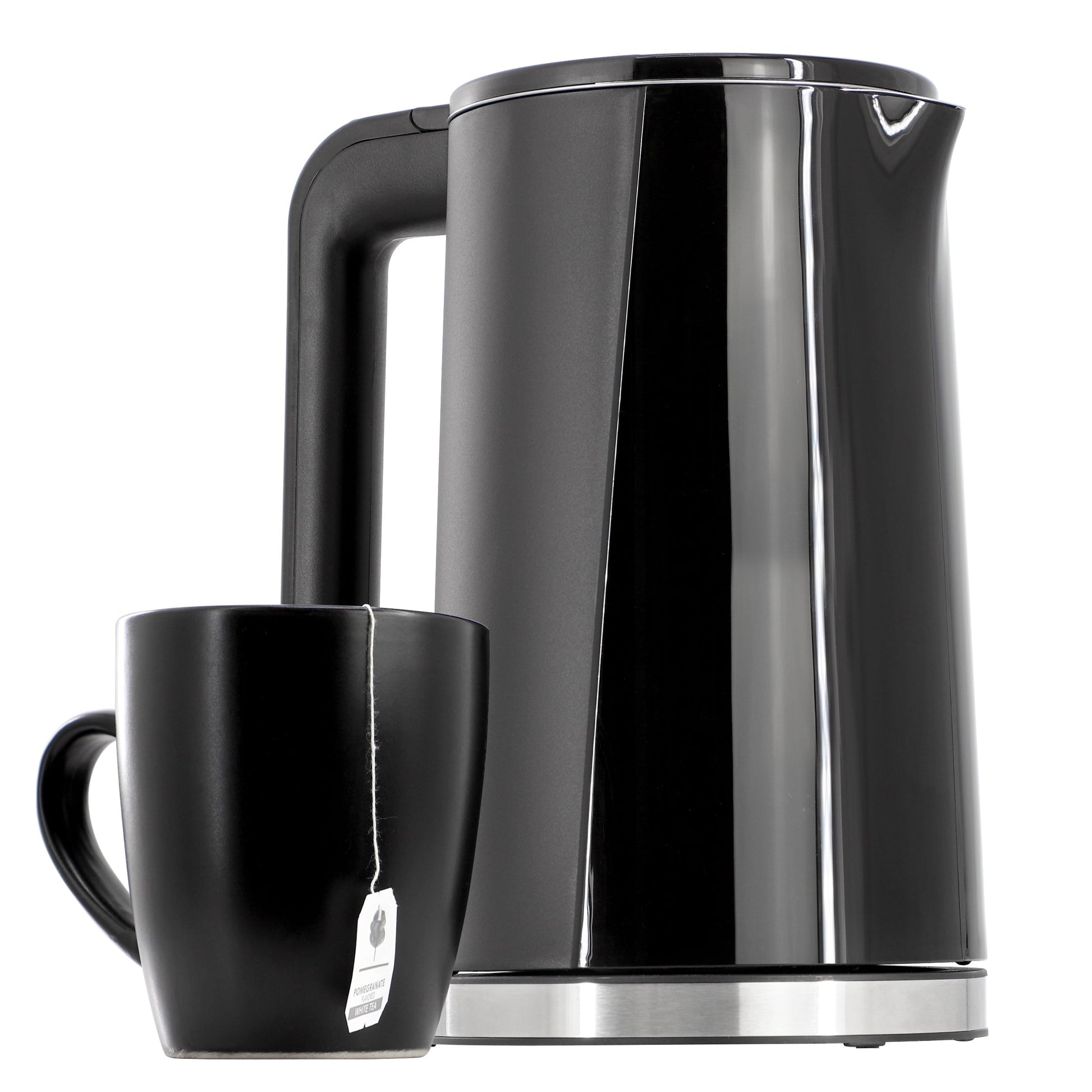MegaChef 1.8 Quart Stainless Steel Electric Tea Kettle in Black W2B