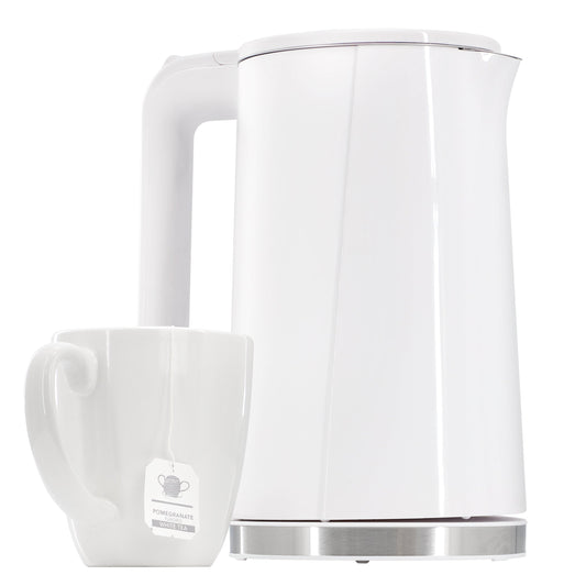 MegaChef 1.8 Quart Stainless Steel Electric Tea Kettle in White W2B