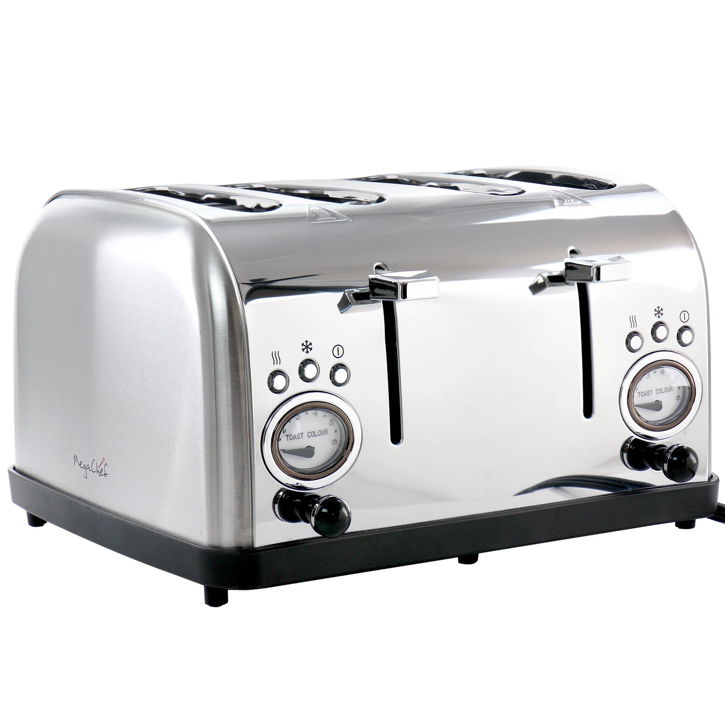 MegaChef 4 Slice Wide Slot Toaster with Variable Browning in Silver W2B