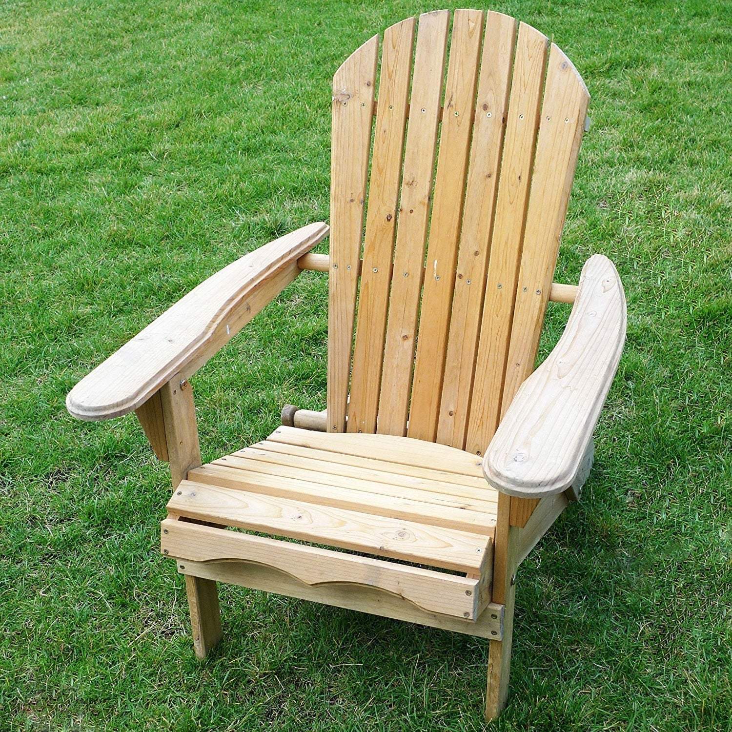 Folding Adirondack Chair for Patio Garden in Natural Wood Finish FastFurnishings