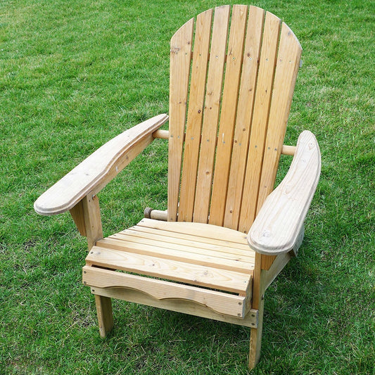 Folding Adirondack Chair for Patio Garden in Natural Wood Finish FastFurnishings