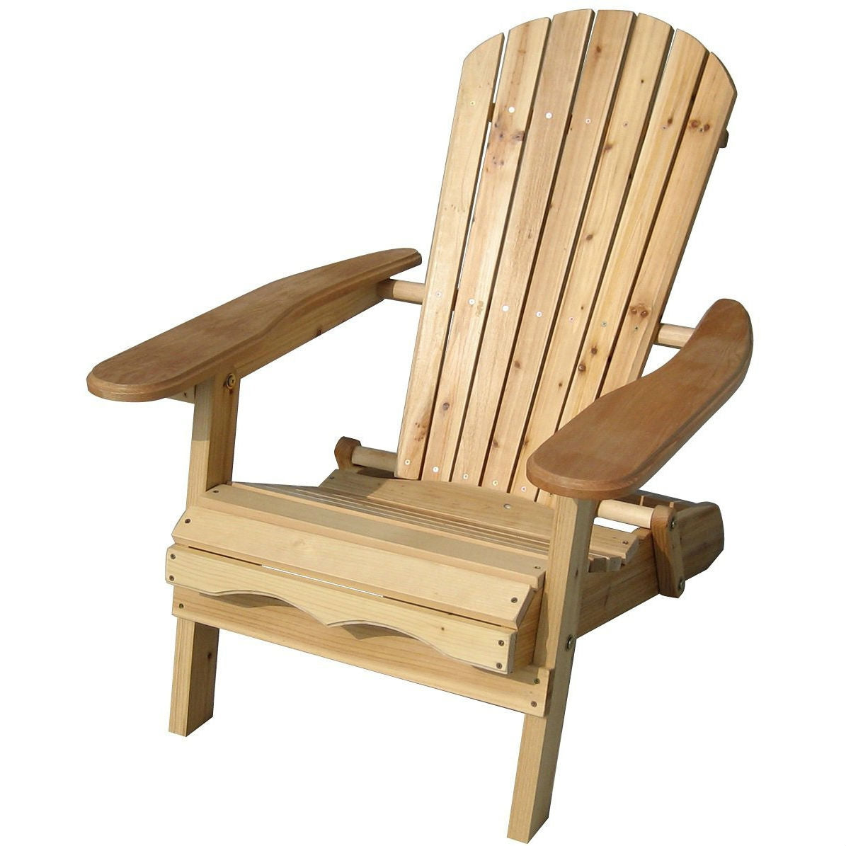 Folding Adirondack Chair for Patio Garden in Natural Wood Finish FastFurnishings