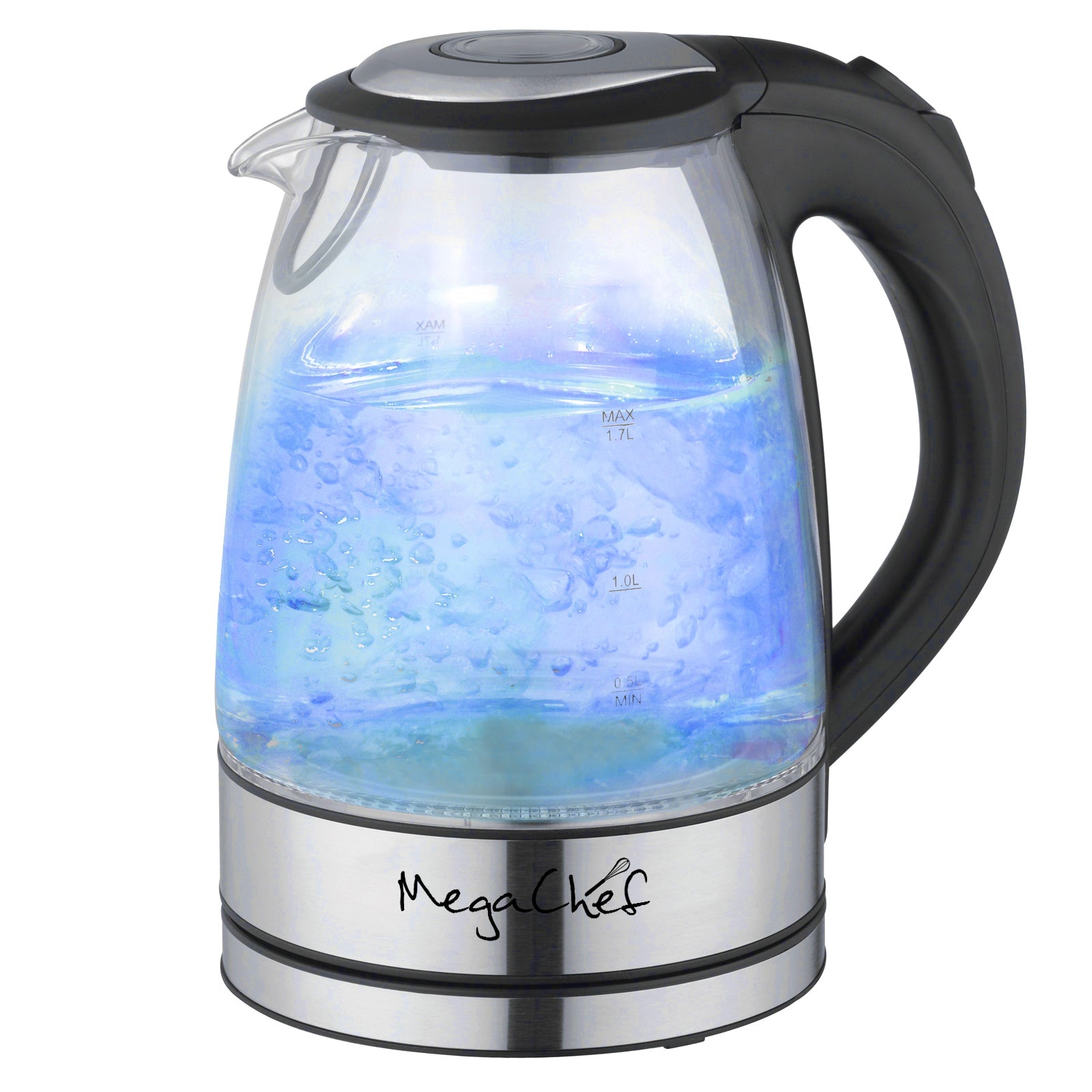 MegaChef 1.7Lt. Glass and Stainless Steel Electric Tea Kettle W2B