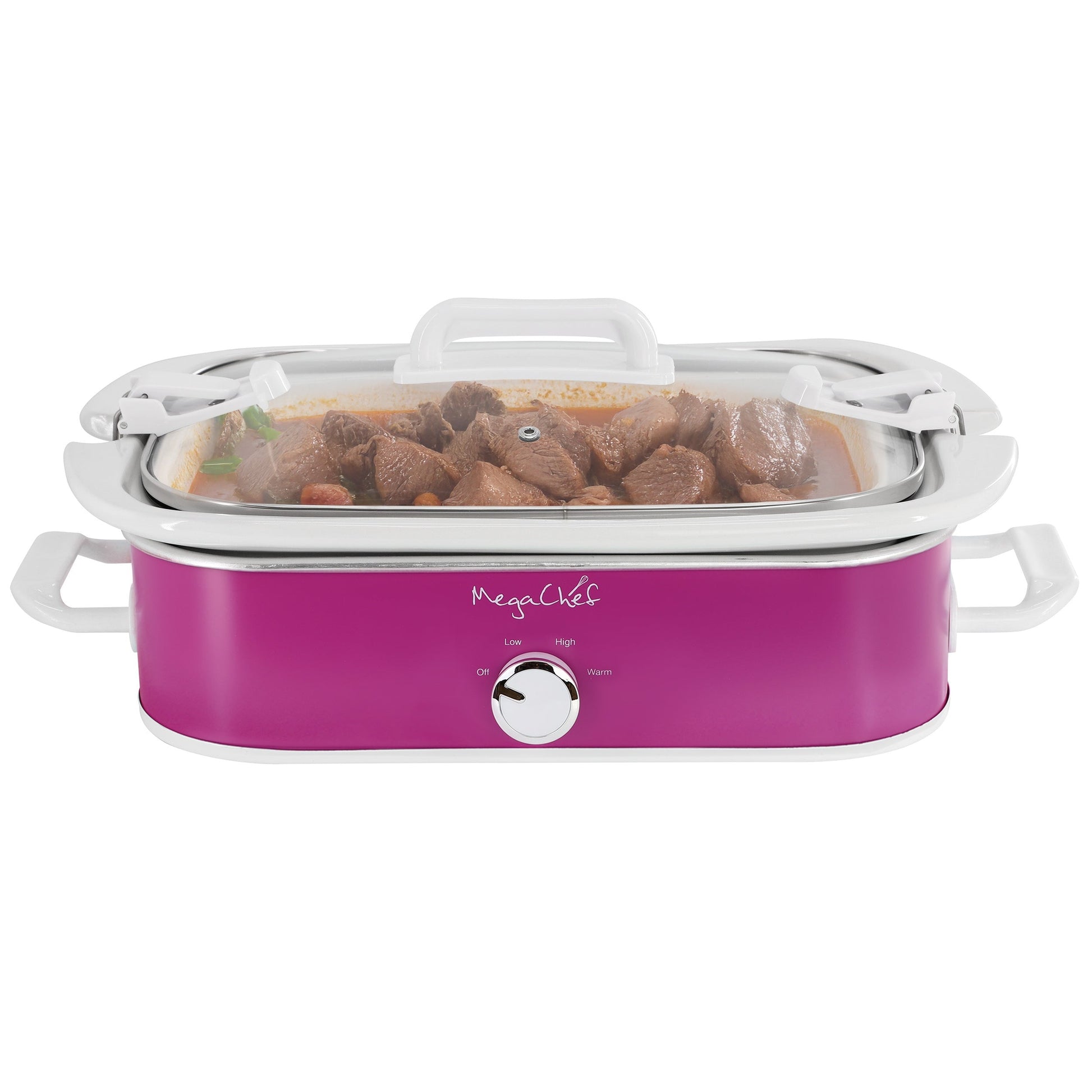 MegaChef 3.5 Quart Casserole Slow Cooker with 3 Temperature Settings in Purple W2B