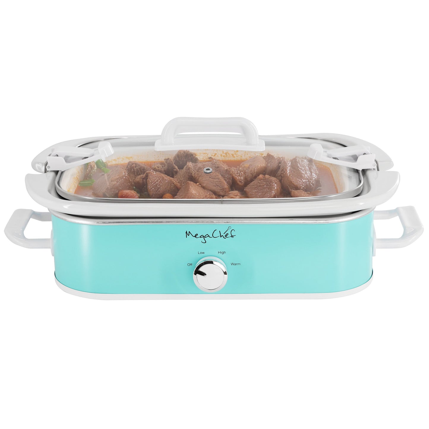 MegaChef 3.5 Quart Casserole Slow Cooker with 3 Temperature Settings in Turquoise W2B