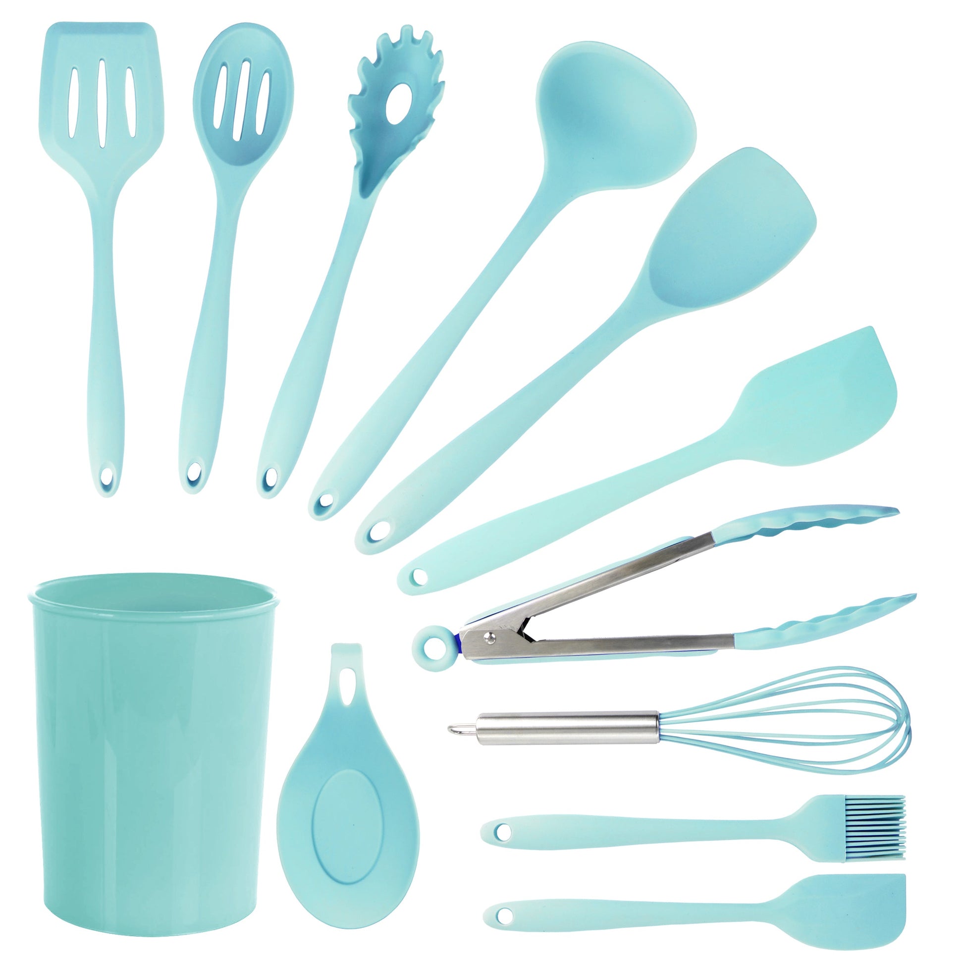 MegaChef Light Teal Silicone Cooking Utensils, Set of 12 W2B