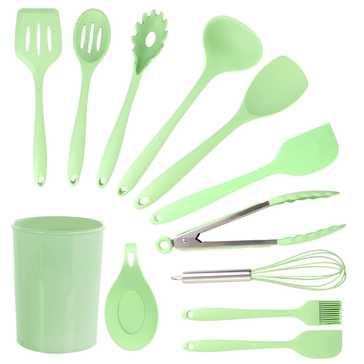MegaChef Mint Green Silicone Cooking Utensils, Set of 12 W2B