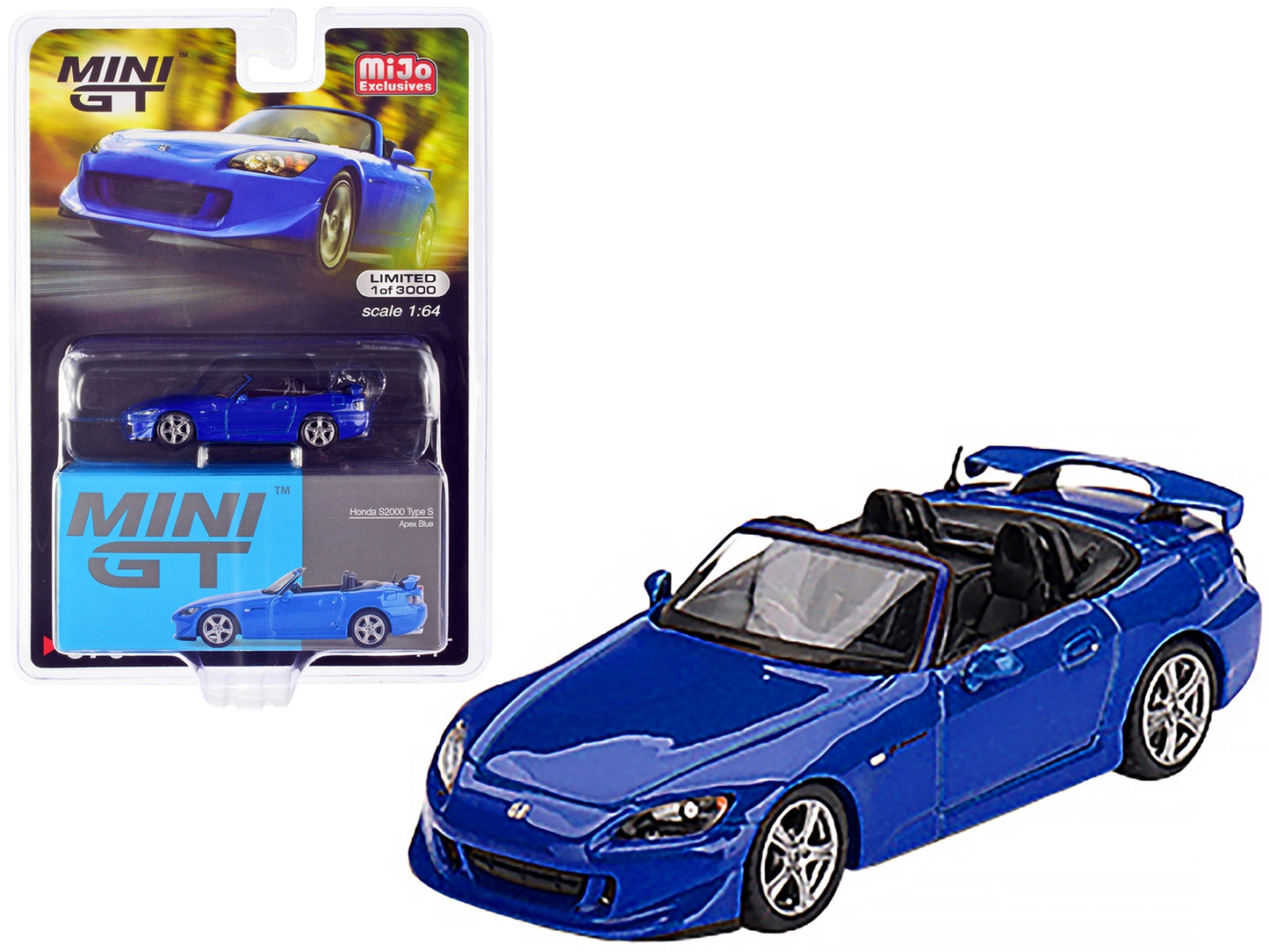 Honda S2000 (AP2) Type S Convertible RHD (Right Hand Drive) Apex Blue Limited Edition to 3000 pieces Worldwide 1/64 Diecast Model Car by True Scale Miniatures