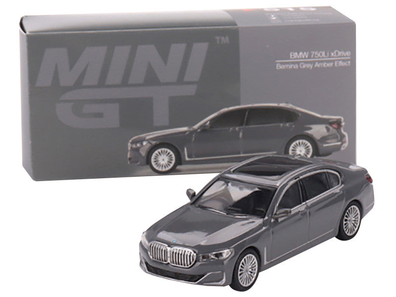 BMW 750Li xDrive Bernina Gray Amber Effect with Sunroof Limited Edition to 2400 pieces Worldwide 1/64 Diecast Model Car by Mini GT Mini GT