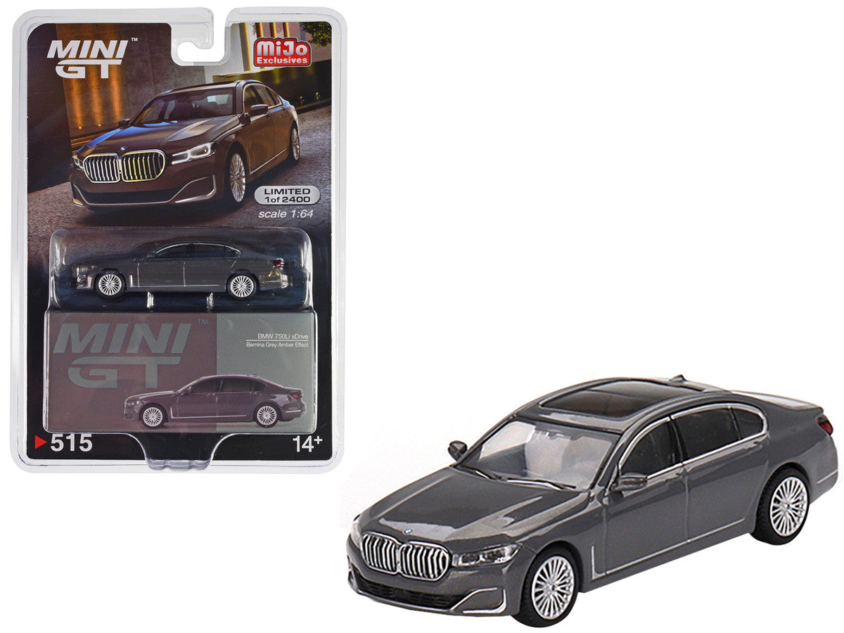BMW 750Li xDrive Bernina Gray Amber Effect with Sunroof Limited Edition to 2400 pieces Worldwide 1/64 Diecast Model Car by Mini GT Mini GT