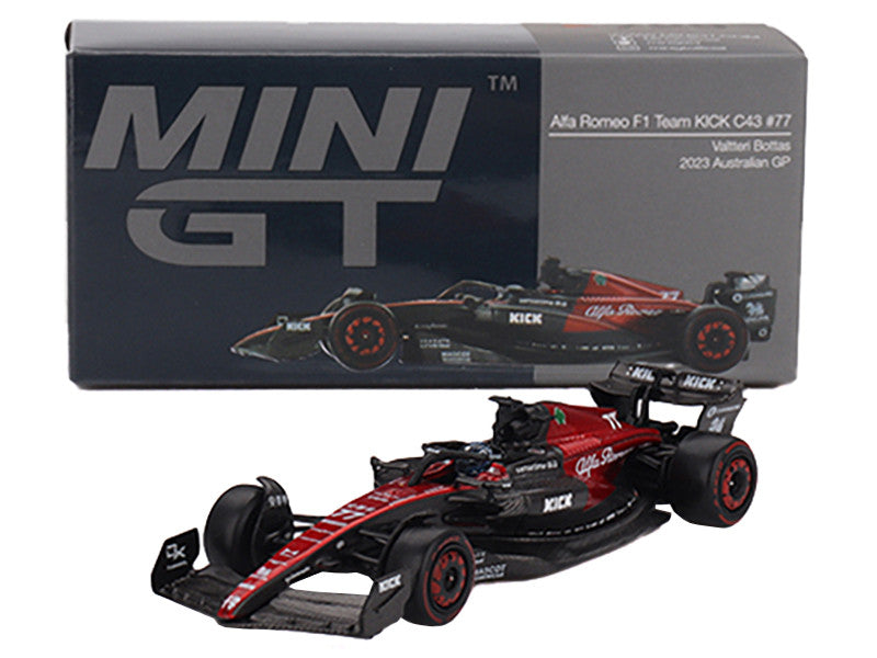 Alfa Romeo C43 #77 Valtteri Bottas "Alfa Romeo F1 Team Kick" Formula One F1 "Australian GP" (2023) Limited Edition 1/64 Diecast Model Car by Mini GT Mini GT