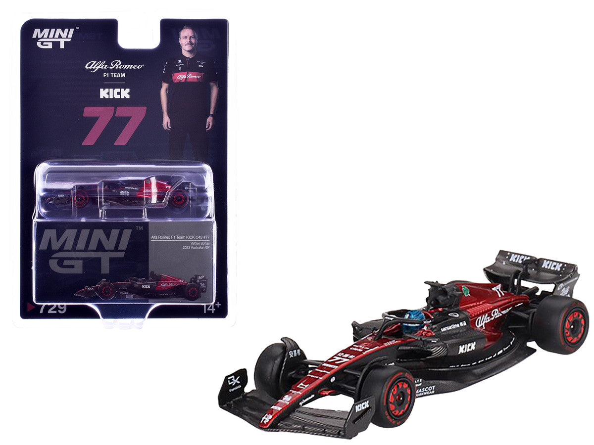 Alfa Romeo C43 #77 Valtteri Bottas "Alfa Romeo F1 Team Kick" Formula One F1 "Australian GP" (2023) Limited Edition 1/64 Diecast Model Car by Mini GT Mini GT
