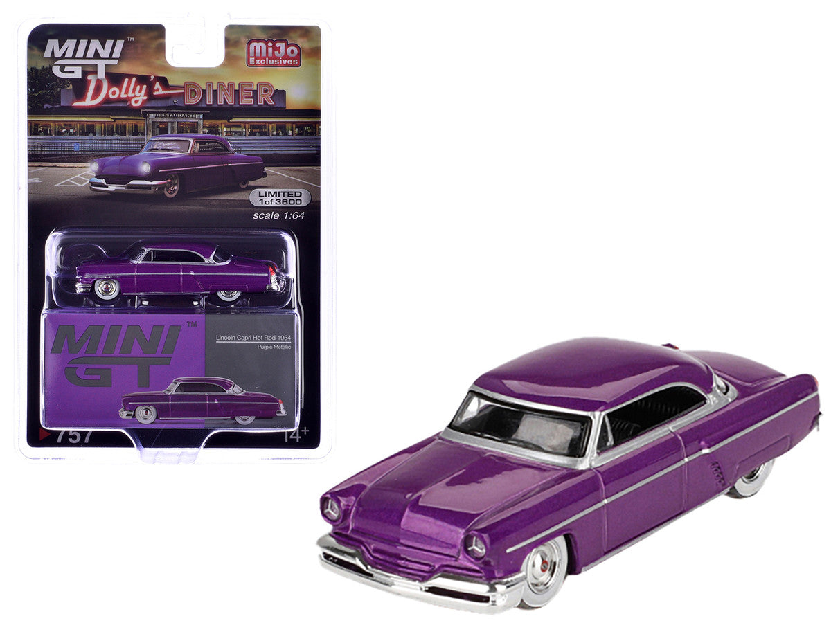 1954 Lincoln Capri Hot Rod Purple Metallic Limited Edition to 3600 pieces Worldwide 1/64 Diecast Model Car by Mini GT Mini GT