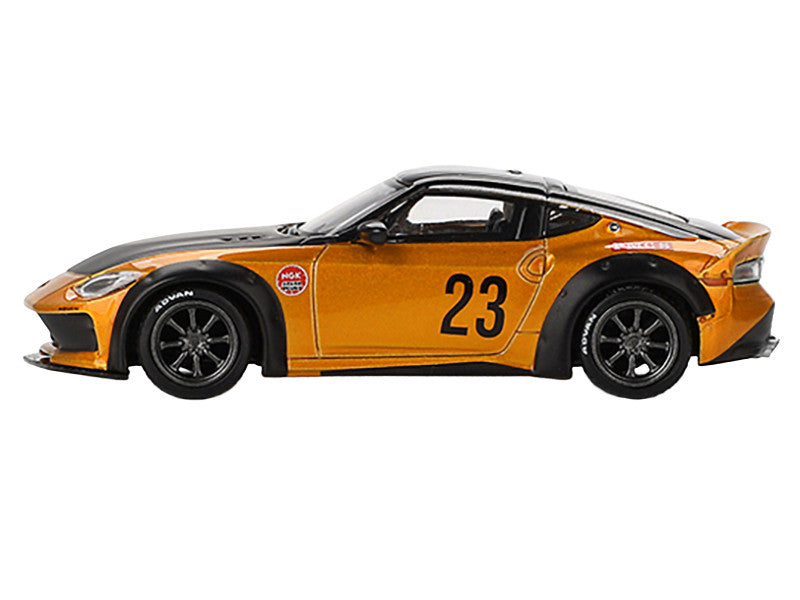 Nissan Fairlady Z #23 "LB-NATION WORKS" LB Gold Metallic with Matt Black Hood and Black Top Limited Edition 1/64 Diecast Model Car by Mini GT Mini GT