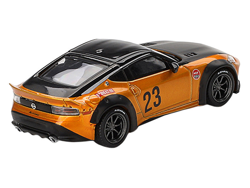 Nissan Fairlady Z #23 "LB-NATION WORKS" LB Gold Metallic with Matt Black Hood and Black Top Limited Edition 1/64 Diecast Model Car by Mini GT Mini GT
