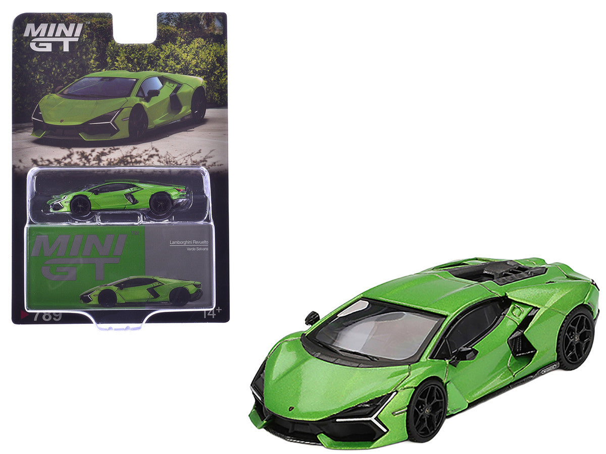 Lamborghini Revuelto Verde Selvans Green Metallic Limited Edition 1/64 Diecast Model Car by Mini GT Mini GT
