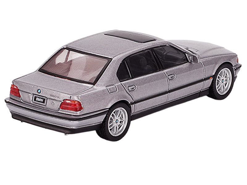 BMW 750IL Aspen Silver Metallic with Sun Roof Limited Edition 1/64 Diecast Model Car by Mini GT Mini GT