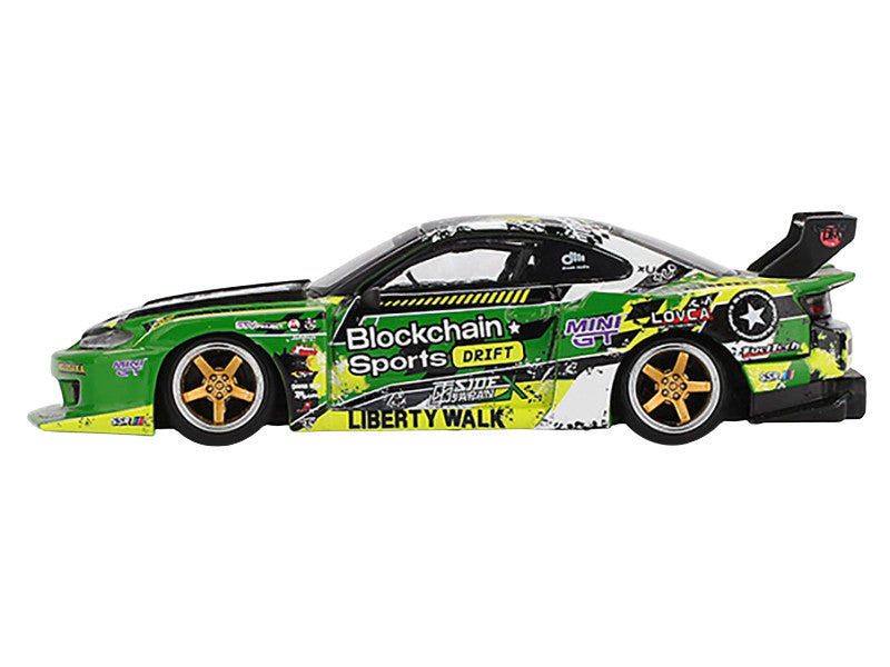 Nissan "LB-Super Silhouette" S15 SILVIA RHD (Right Hand Drive) #555 "V2" Yukio Fausto "Formula Drift Japan" (2024) Limited Edition 1/64 Diecast Model Car by Mini GT Mini GT