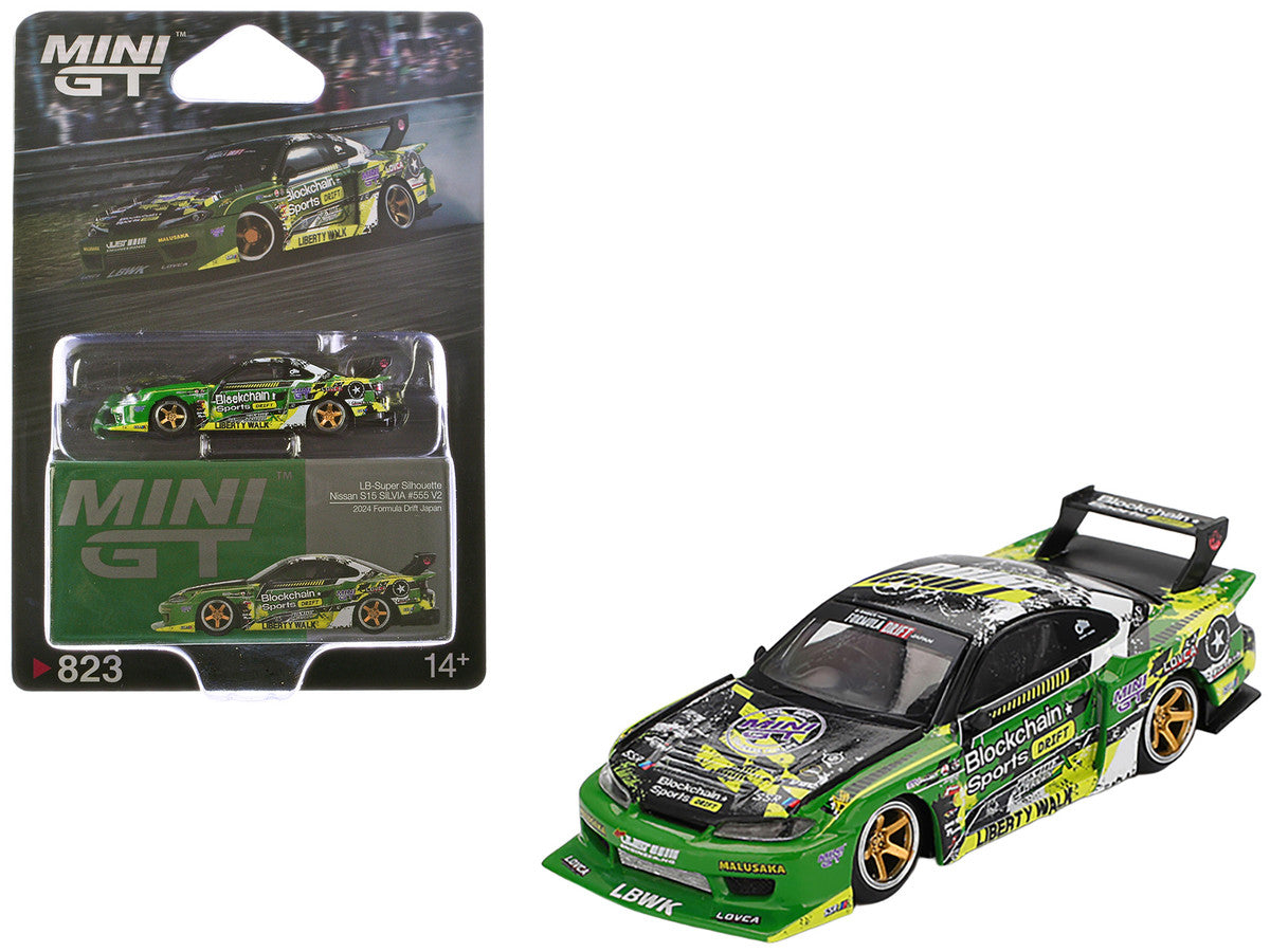 Nissan "LB-Super Silhouette" S15 SILVIA RHD (Right Hand Drive) #555 "V2" Yukio Fausto "Formula Drift Japan" (2024) Limited Edition 1/64 Diecast Model Car by Mini GT Mini GT