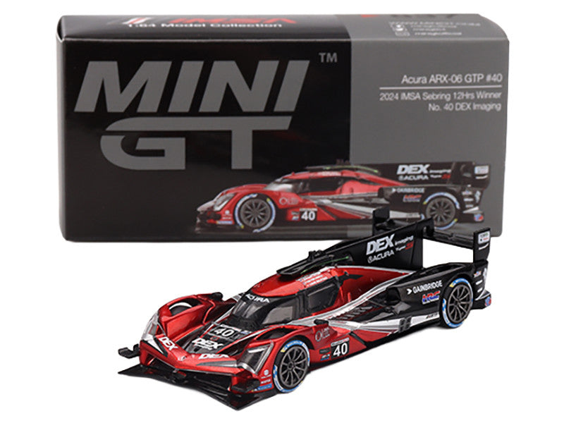 Acura ARX-06 GTP #40 Louis Deletraz - Colton Herta - Jordan Taylor "Wayne Taylor Racing with Andretti" Winner IMSA "12 Hours of Sebring" (2024) Limited Edition 1/64 Diecast Model Car by Mini GT Mini GT