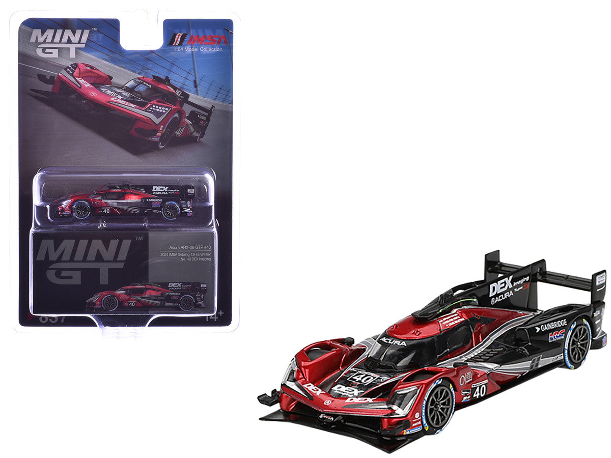 Acura ARX-06 GTP #40 Louis Deletraz - Colton Herta - Jordan Taylor "Wayne Taylor Racing with Andretti" Winner IMSA "12 Hours of Sebring" (2024) Limited Edition 1/64 Diecast Model Car by Mini GT Mini GT