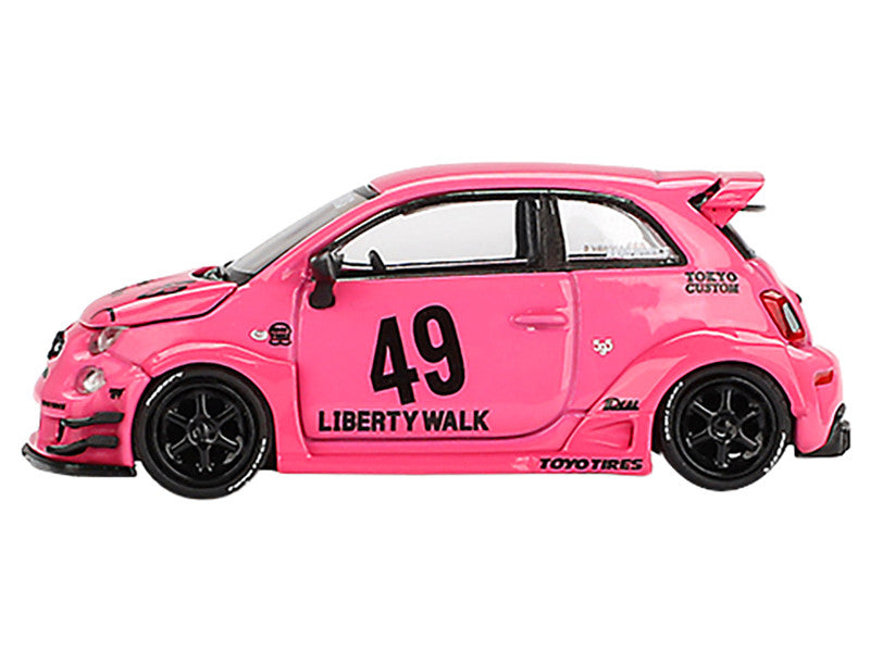 ABARTH 595 #49 "LB-Works x Abas Works" Pink Limited Edition 1/64 Diecast Model Car by Mini GT Mini GT