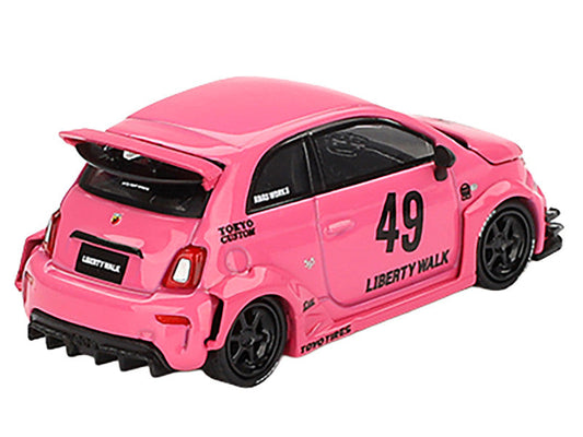 ABARTH 595 #49 "LB-Works x Abas Works" Pink Limited Edition 1/64 Diecast Model Car by Mini GT Mini GT