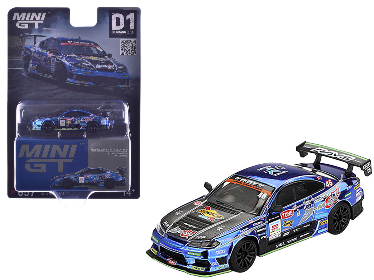 Nissan Silvia (S15) D-MAX RHD (Right Hand Drive) #46 Masao Suenaga "D-MAX Racing" "D1 Grand Prix" (2023) Limited Edition 1/64 Diecast Model Car by Mini GT Mini GT