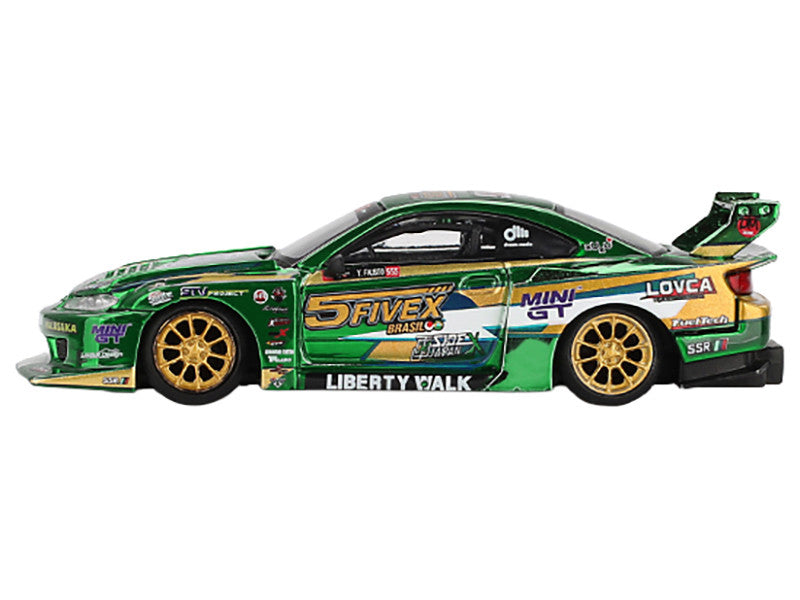 Nissan Silvia (S15) LB-Super Silhouette RHD (Right Hand Drive) "Fausto Racing 2024" Green Metallic Limited Edition 1/64 Diecast Model Car by Mini GT Mini GT