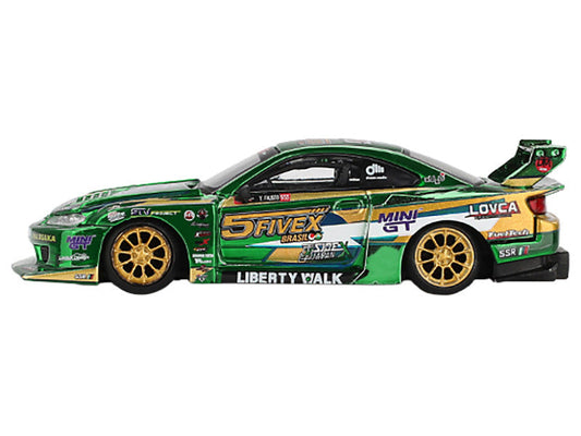 Nissan Silvia (S15) LB-Super Silhouette RHD (Right Hand Drive) "Fausto Racing 2024" Green Metallic Limited Edition 1/64 Diecast Model Car by Mini GT Mini GT