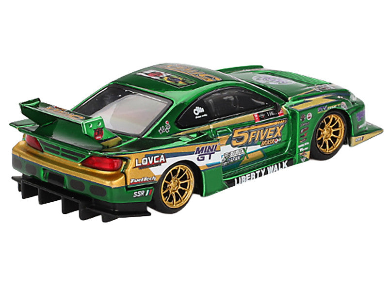 Nissan Silvia (S15) LB-Super Silhouette RHD (Right Hand Drive) "Fausto Racing 2024" Green Metallic Limited Edition 1/64 Diecast Model Car by Mini GT Mini GT