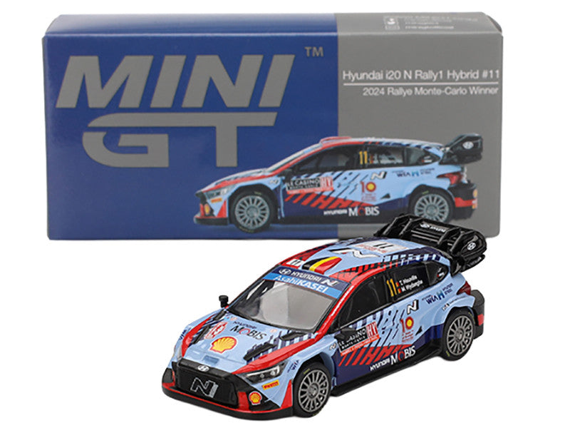 Hyundai i20 N Rally1 Hybrid #11 Thierry Neuville - Martijn Wydaeghe Winner "Rallye Monte-Carlo" (2024) Limited Edition 1/64 Diecast Model Car by Mini GT-0