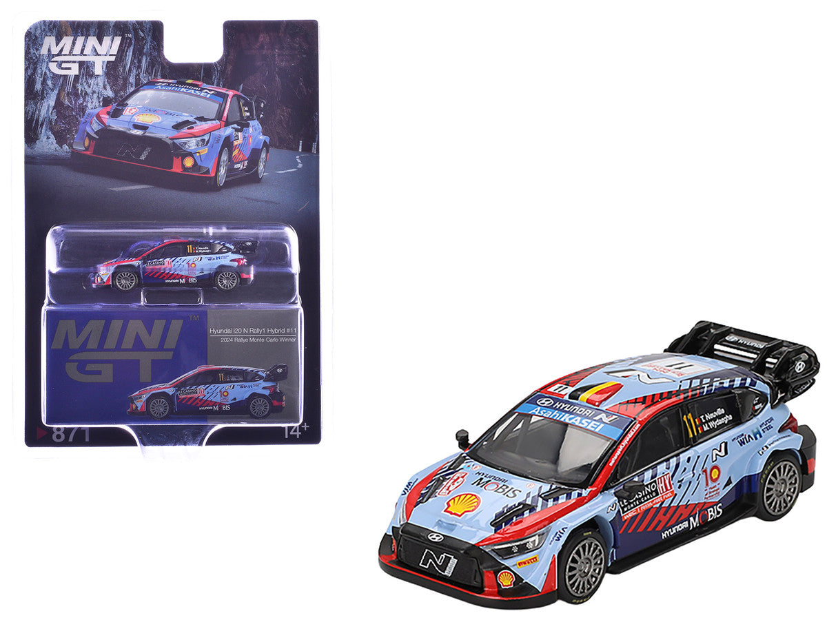 Hyundai i20 N Rally1 Hybrid #11 Thierry Neuville - Martijn Wydaeghe Winner "Rallye Monte-Carlo" (2024) Limited Edition 1/64 Diecast Model Car by Mini GT-3