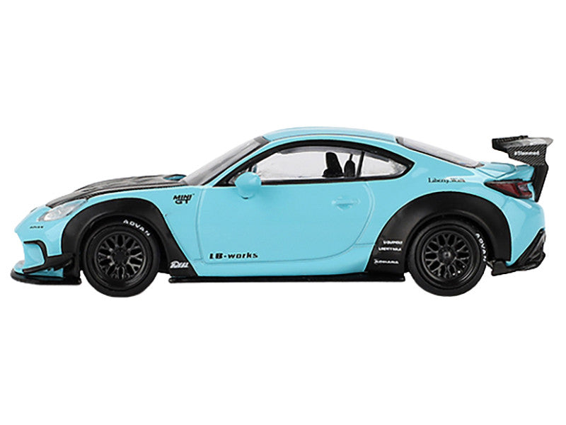 Toyota GR86 "LB-Nation - Liberty Walk" Baby Blue with Carbon Hood Limited Edition 1/64 Diecast Model Car by Mini GT Mini GT