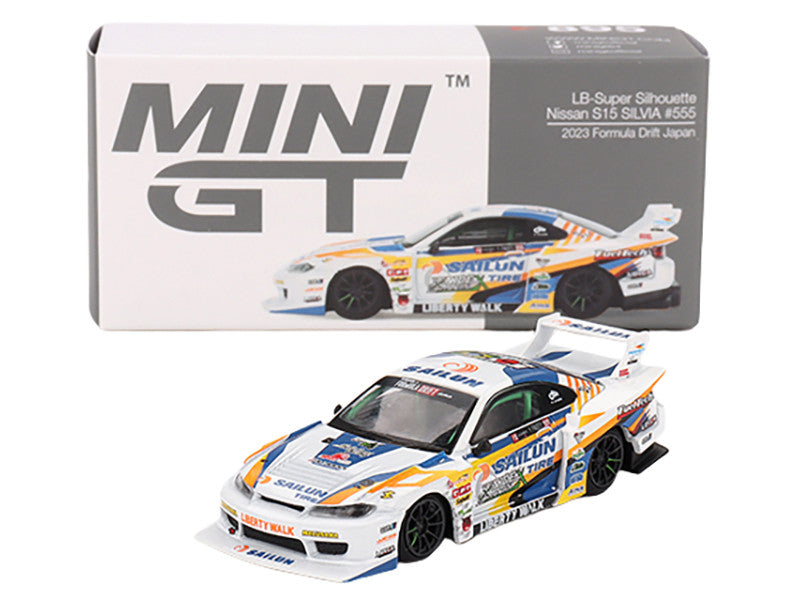 Nissan "LB-Super Silhouette" S15 SILVIA RHD (Right Hand Drive) #555 Yukio Fausto "Formula Drift Japan" (2023) Limited Edition 1/64 Diecast Model Car by Mini GT Mini GT