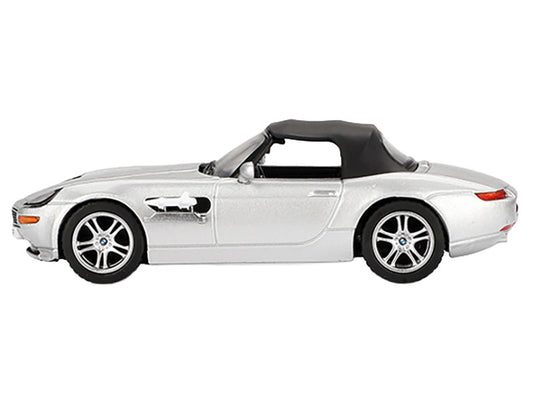 BMW Z8 Silver Metallic with Black Soft Top 007 James Bond "The World Is Not Enough" (1999) Movie Limited Edition 1/64 Diecast Model Car by Mini GT-0
