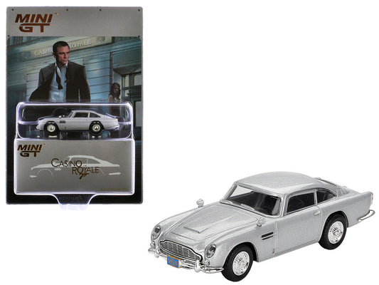 Aston Martin DB5 Birch Silver Metallic 007 James Bond "Casino Royale" (2006) Movie Limited Edition 1/64 Diecast Model Car by Mini GT Mini GT