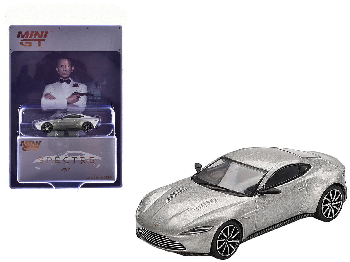 Aston Martin DB10 Silver Metallic 007 James Bond "Spectre" (2015) Movie Limited Edition 1/64 Diecast Model Car by Mini GT-0
