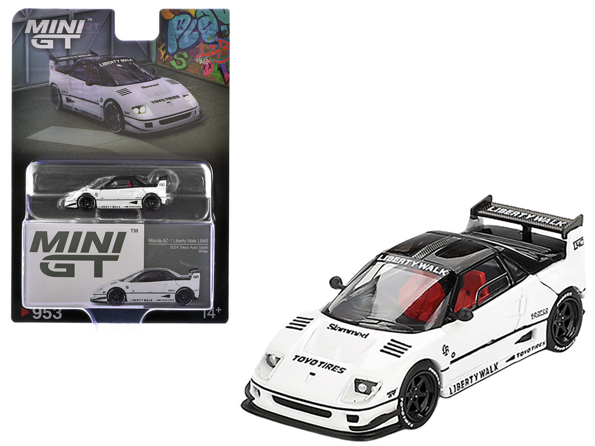 Mazda AZ-1 Liberty Walk LB40 RHD (Right Hand Drive) White with Black Top "2024 Tokyo Auto Salon" Limited Edition 1/64 Diecast Model Car by Mini GT Mini GT