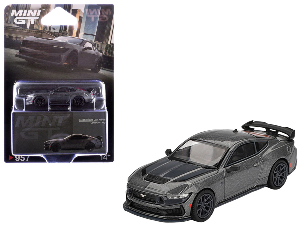 2024 Ford Mustang Dark Horse Carbonized Gray Metallic Limited Edition 1/64 Diecast Model Car by Mini GT-3