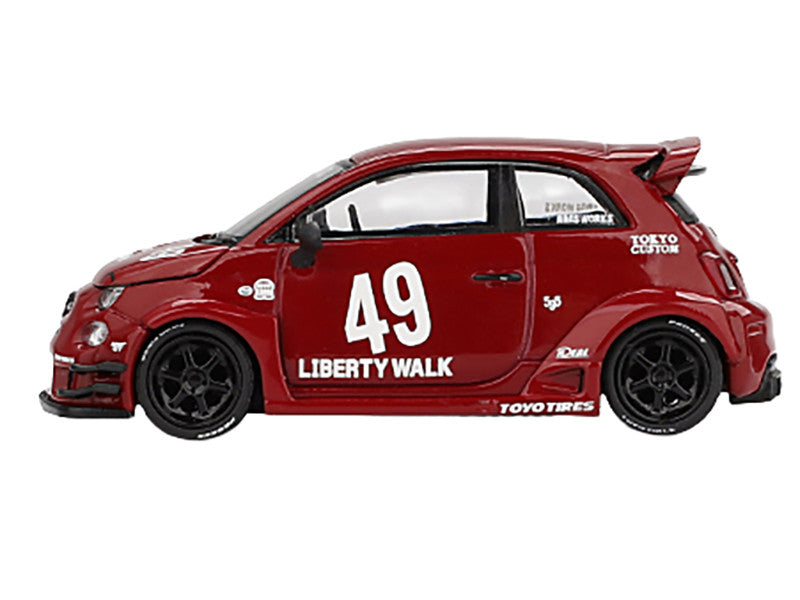 ABARTH 595 #49 "LB-Works x Abas Works" Red Limited Edition 1/64 Diecast Model Car by Mini GT Mini GT