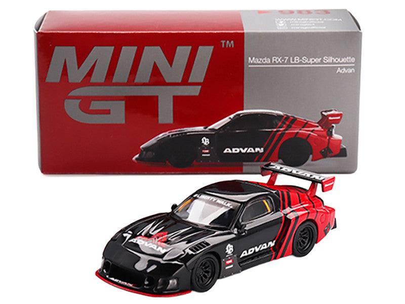Mazda RX-7 LB-Super Silhouette RHD (Right Hand Drive) "Advan" Black and Red Limited Edition 1/64 Diecast Model Car by Mini GT-2