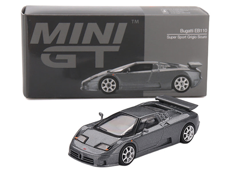 Bugatti EB110 Super Sport Grigio Scuro Dark Gray Metallic Limited Edition 1/64 Diecast Model Car by Mini GT Mini GT